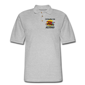 I'd Rather Be Flying - Biplane - Men's Pique Polo Shirt - heather gray