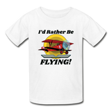 I'd Rather Be Flying - Biplane - Hanes Youth Tagless T-Shirt - white