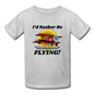 I'd Rather Be Flying - Biplane - Hanes Youth Tagless T-Shirt - heather gray