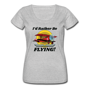 I'd Rather Be Flying - Biplane - Women's Scoop Neck T-Shirt - heather gray