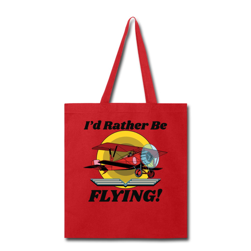 I'd Rather Be Flying - Biplane - Tote Bag - red