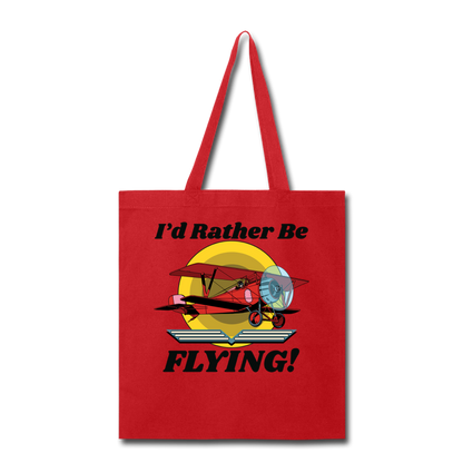 I'd Rather Be Flying - Biplane - Tote Bag - red