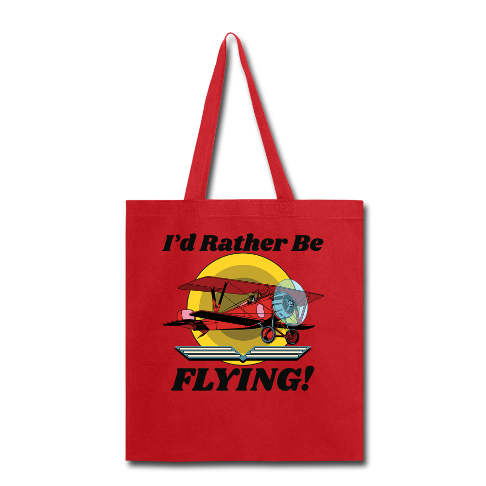 I'd Rather Be Flying - Biplane - Tote Bag - red