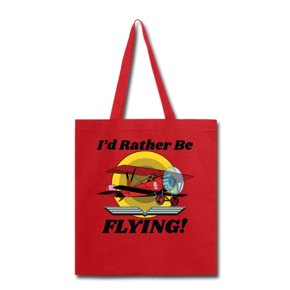 I'd Rather Be Flying - Biplane - Tote Bag - red