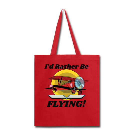 I'd Rather Be Flying - Biplane - Tote Bag - red