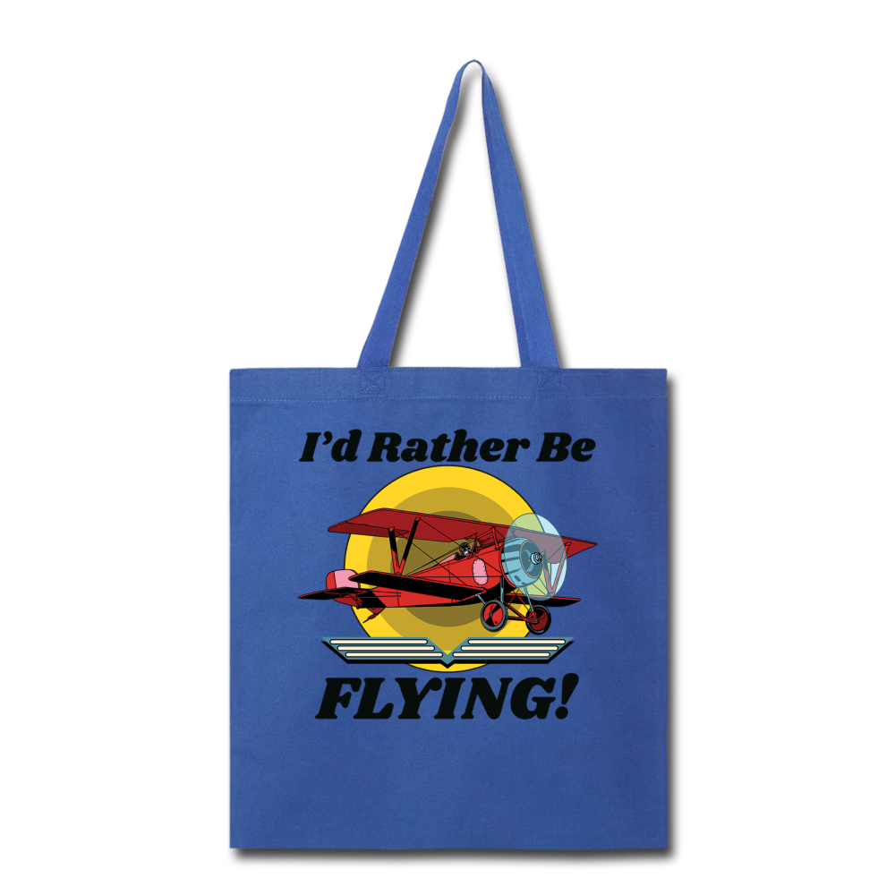 I'd Rather Be Flying - Biplane - Tote Bag - royal blue