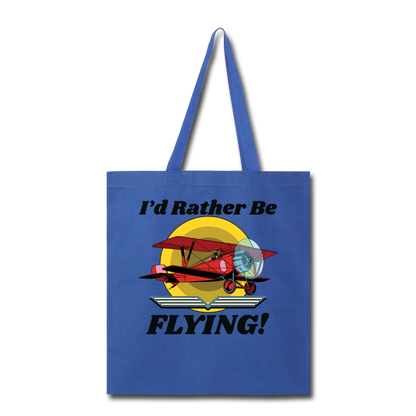 I'd Rather Be Flying - Biplane - Tote Bag - royal blue