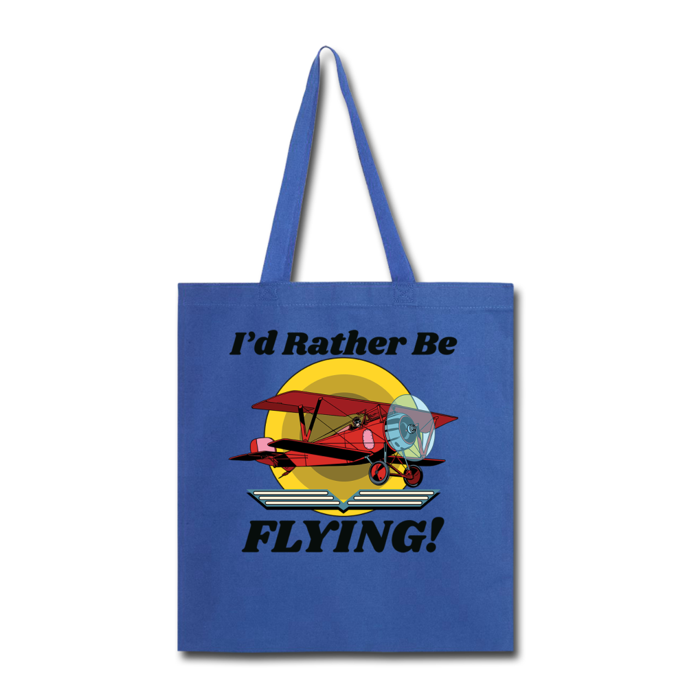 I'd Rather Be Flying - Biplane - Tote Bag - royal blue