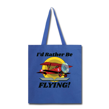 I'd Rather Be Flying - Biplane - Tote Bag - royal blue