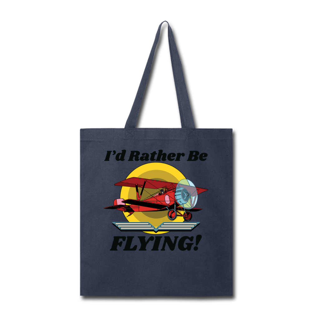 I'd Rather Be Flying - Biplane - Tote Bag - navy