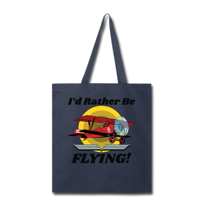 I'd Rather Be Flying - Biplane - Tote Bag - navy