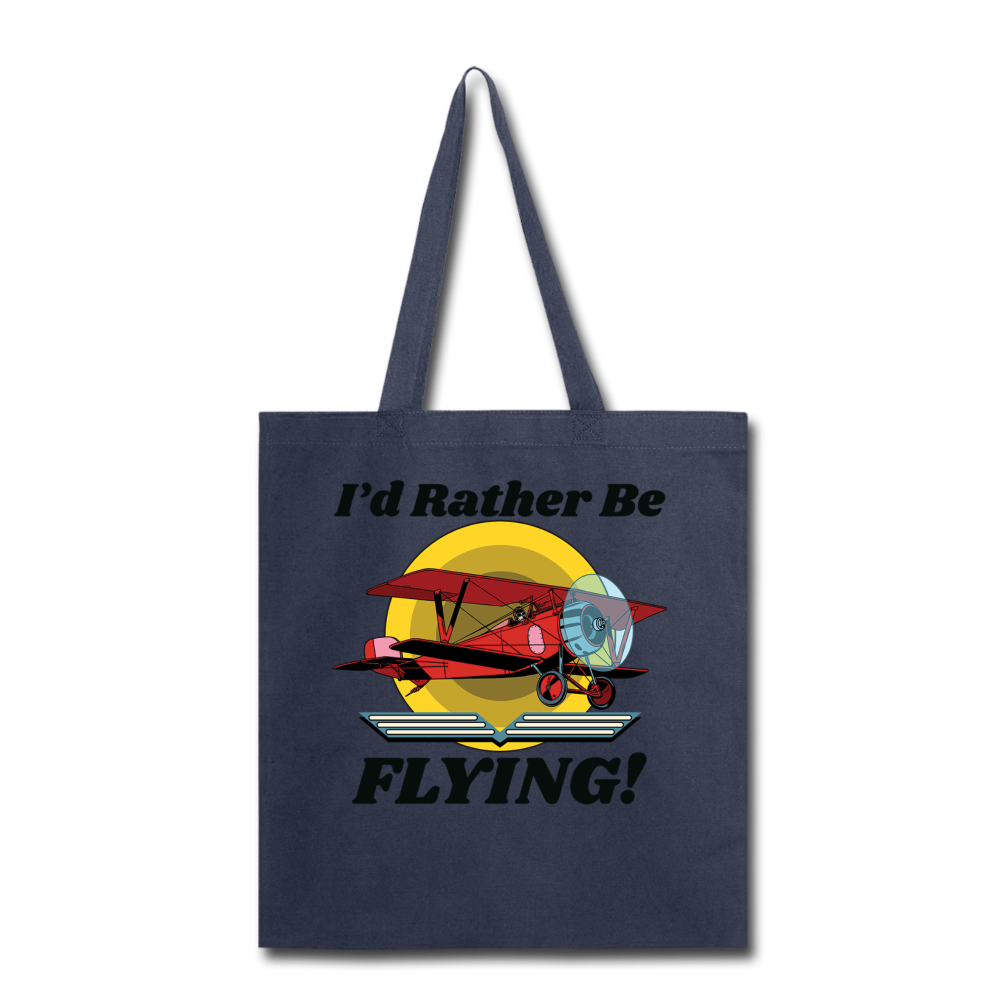 I'd Rather Be Flying - Biplane - Tote Bag - navy