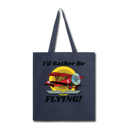 I'd Rather Be Flying - Biplane - Tote Bag - navy