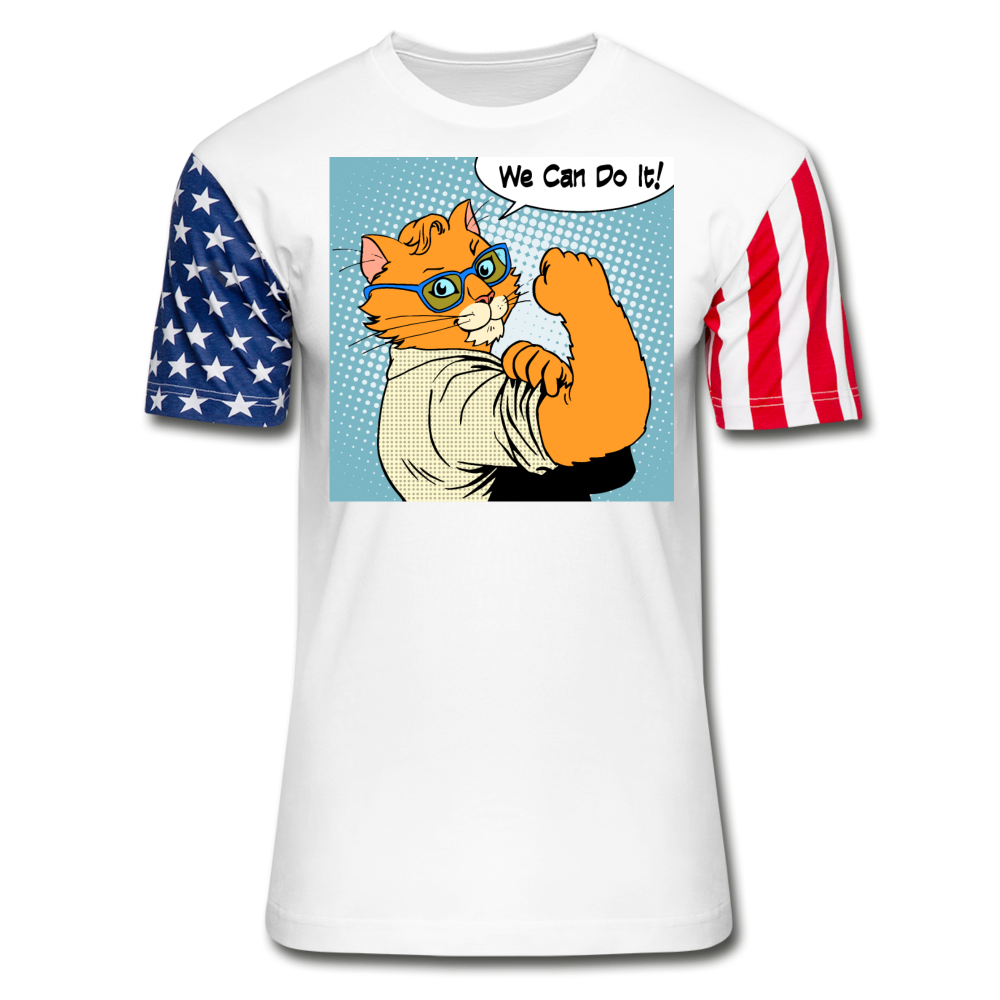 We Can Do It - Cat - Stars & Stripes T-Shirt - white