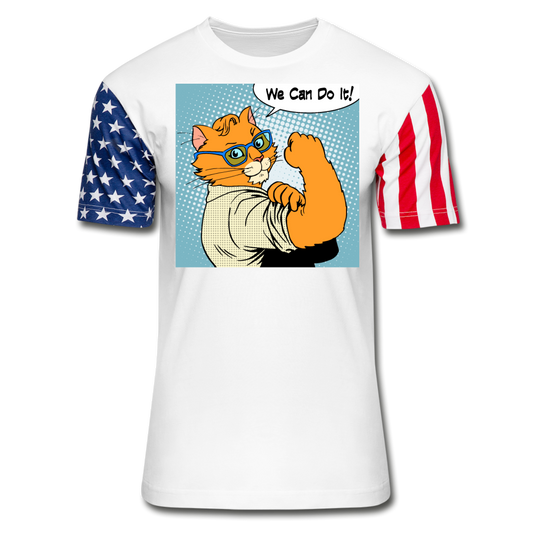 We Can Do It - Cat - Stars & Stripes T-Shirt - white