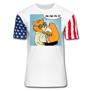 We Can Do It - Cat - Stars & Stripes T-Shirt - white