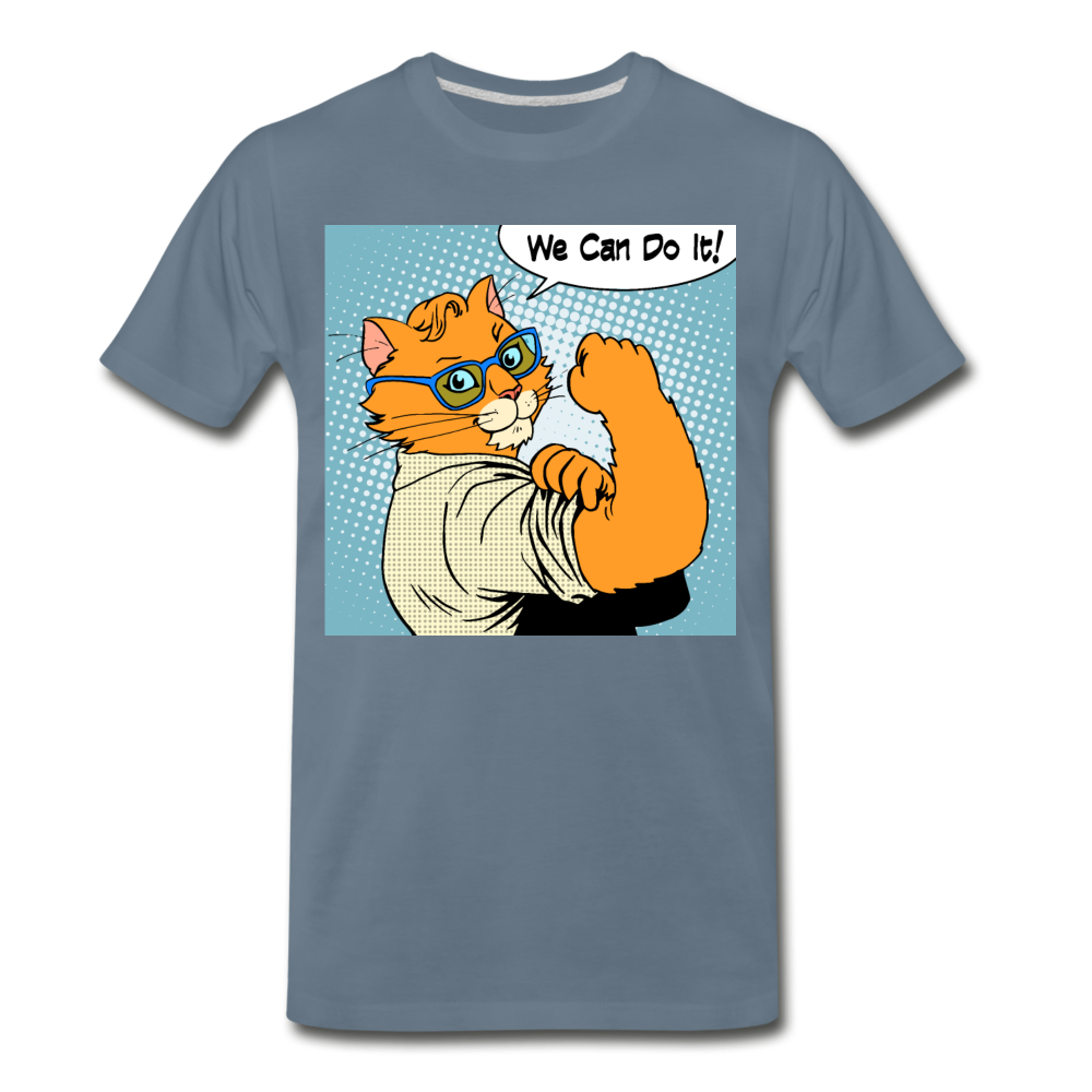 We Can Do It - Cat - Men's Premium T-Shirt - steel blue