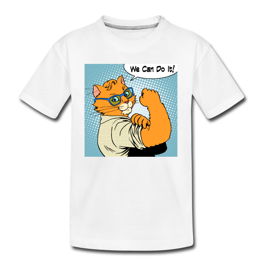 We Can Do It - Cat - Kids' Premium T-Shirt - white