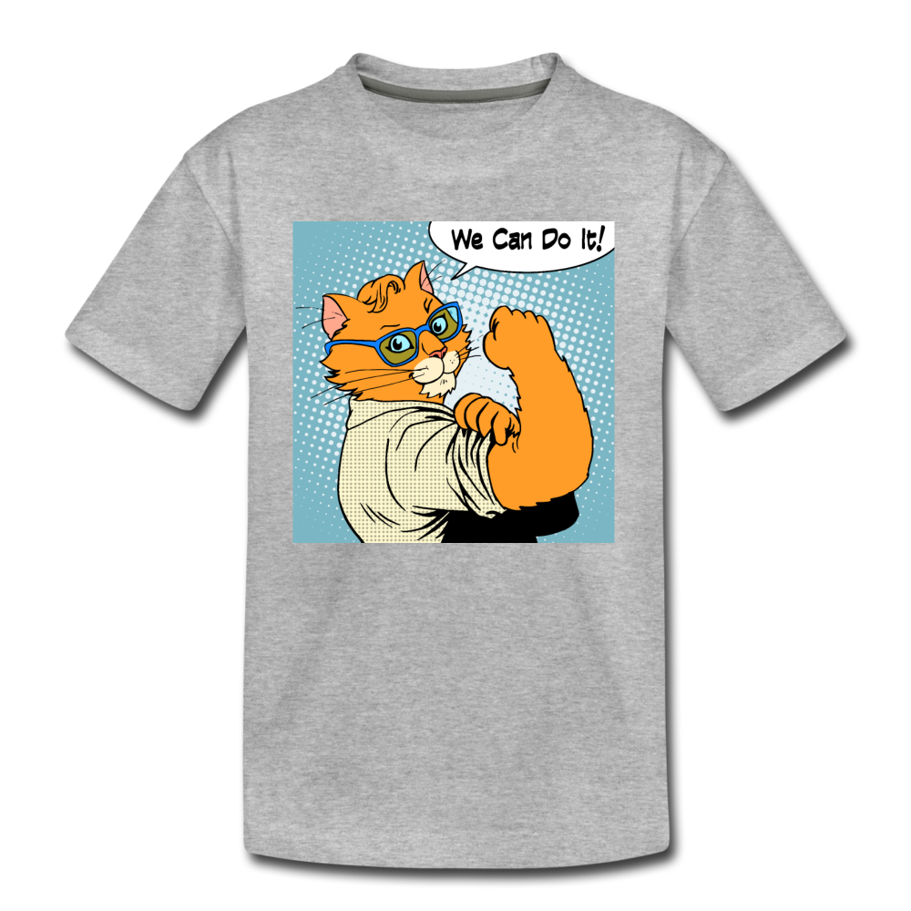 We Can Do It - Cat - Kids' Premium T-Shirt - heather gray