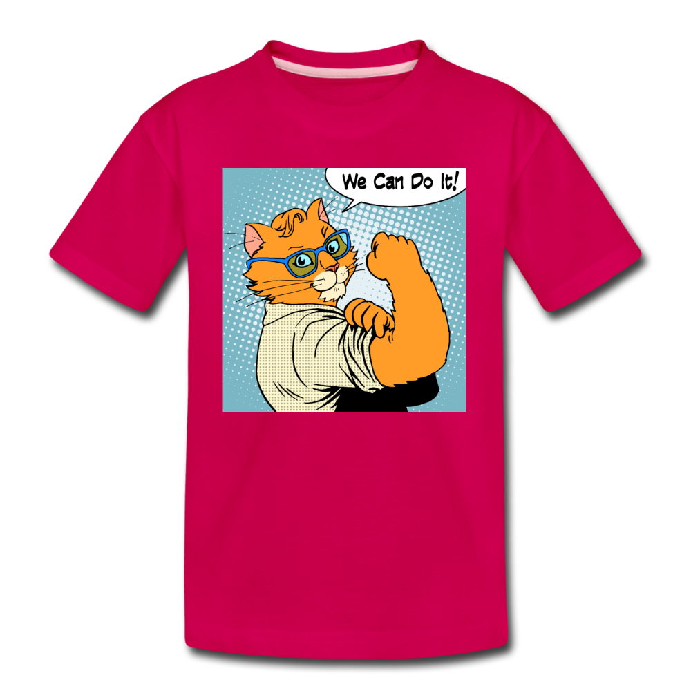 We Can Do It - Cat - Kids' Premium T-Shirt - dark pink