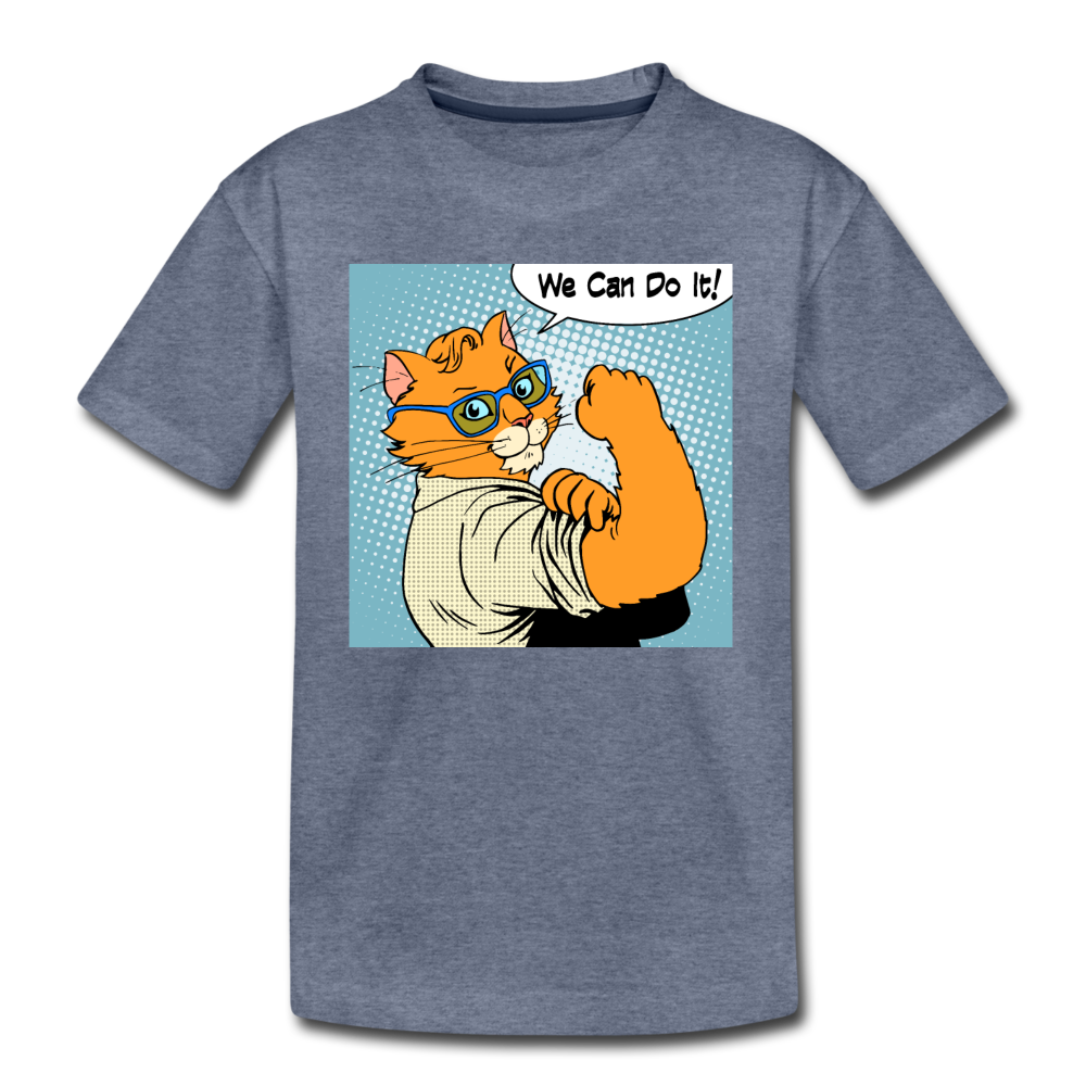 We Can Do It - Cat - Kids' Premium T-Shirt - heather blue