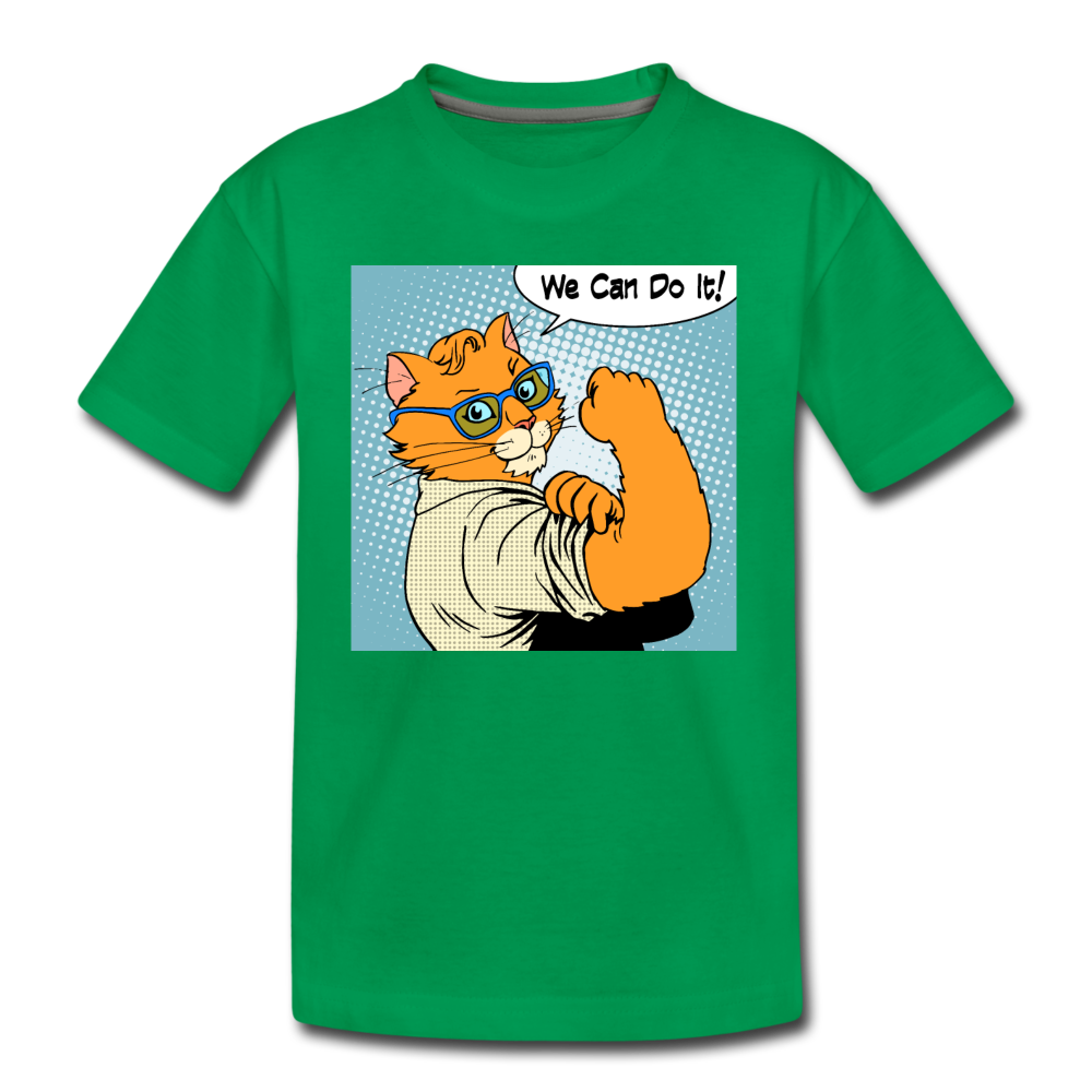 We Can Do It - Cat - Kids' Premium T-Shirt - kelly green