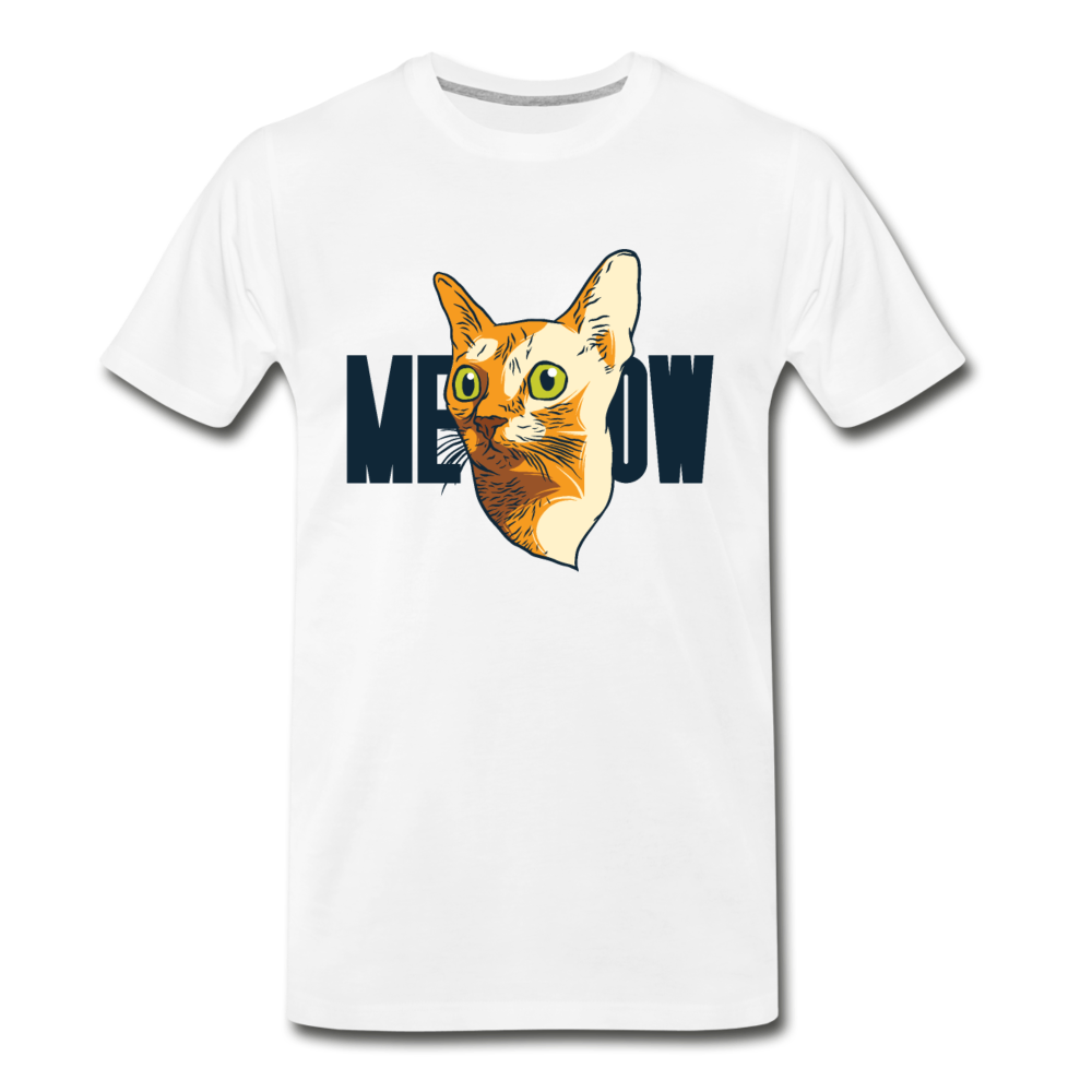 Cat Face - Meow - Men's Premium T-Shirt - white