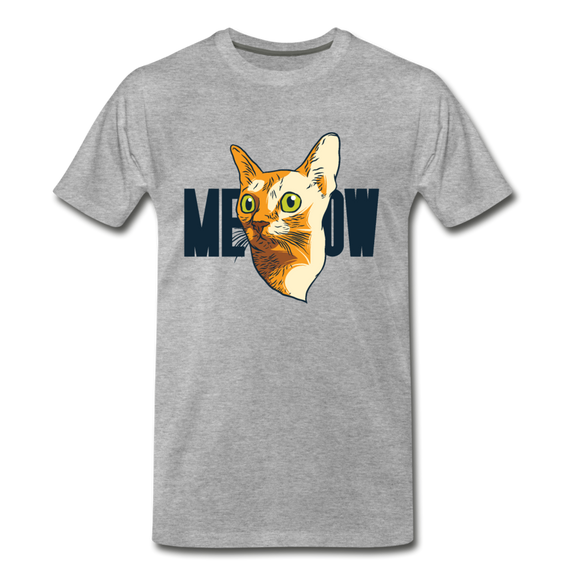 Cat Face - Meow - Men's Premium T-Shirt - heather gray