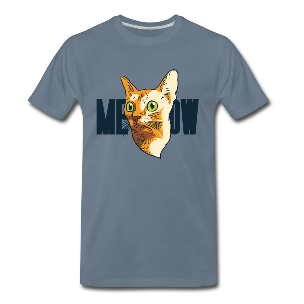 Cat Face - Meow - Men's Premium T-Shirt - steel blue