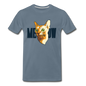 Cat Face - Meow - Men's Premium T-Shirt - steel blue