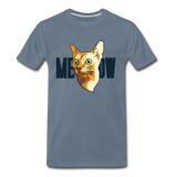 Cat Face - Meow - Men's Premium T-Shirt - steel blue
