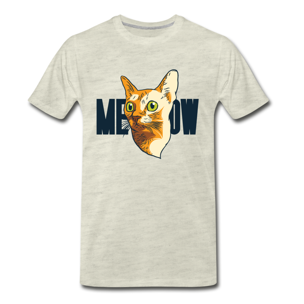 Cat Face - Meow - Men's Premium T-Shirt - heather oatmeal