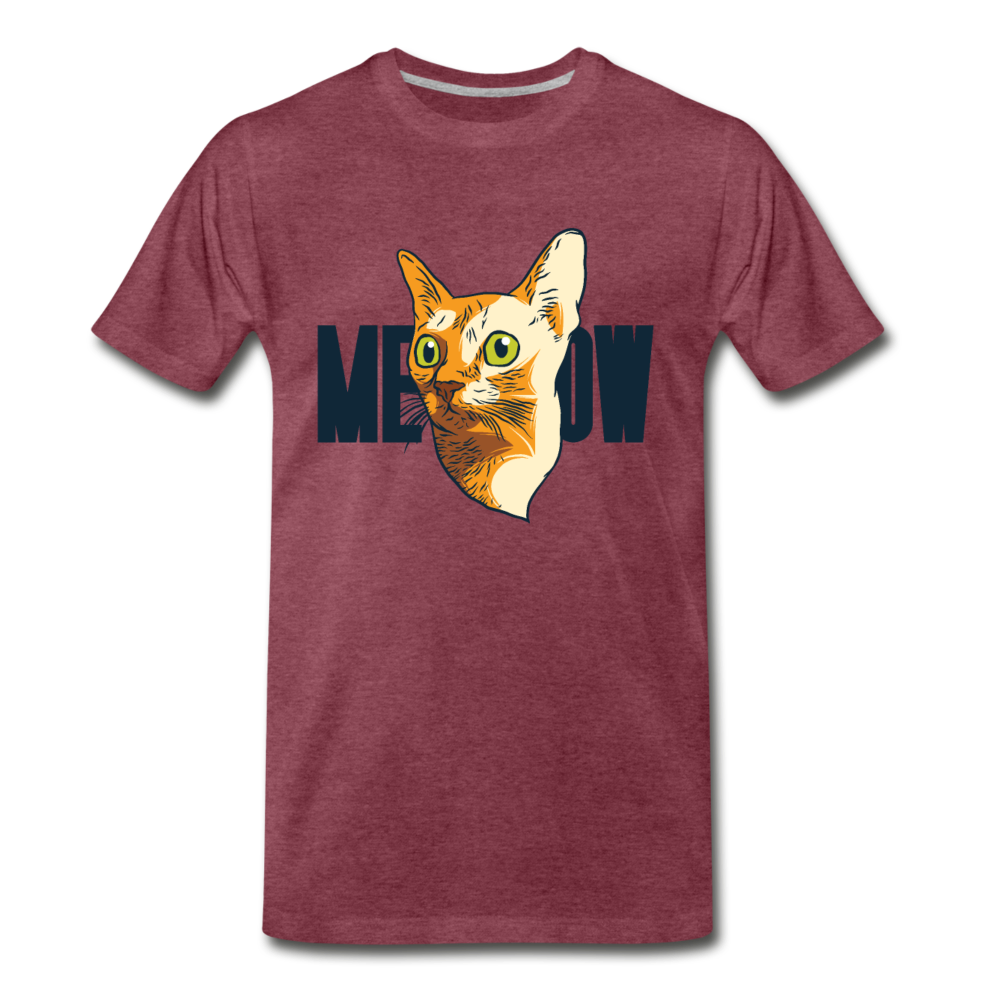 Cat Face - Meow - Men's Premium T-Shirt - heather burgundy