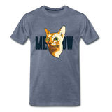 Cat Face - Meow - Men's Premium T-Shirt - heather blue