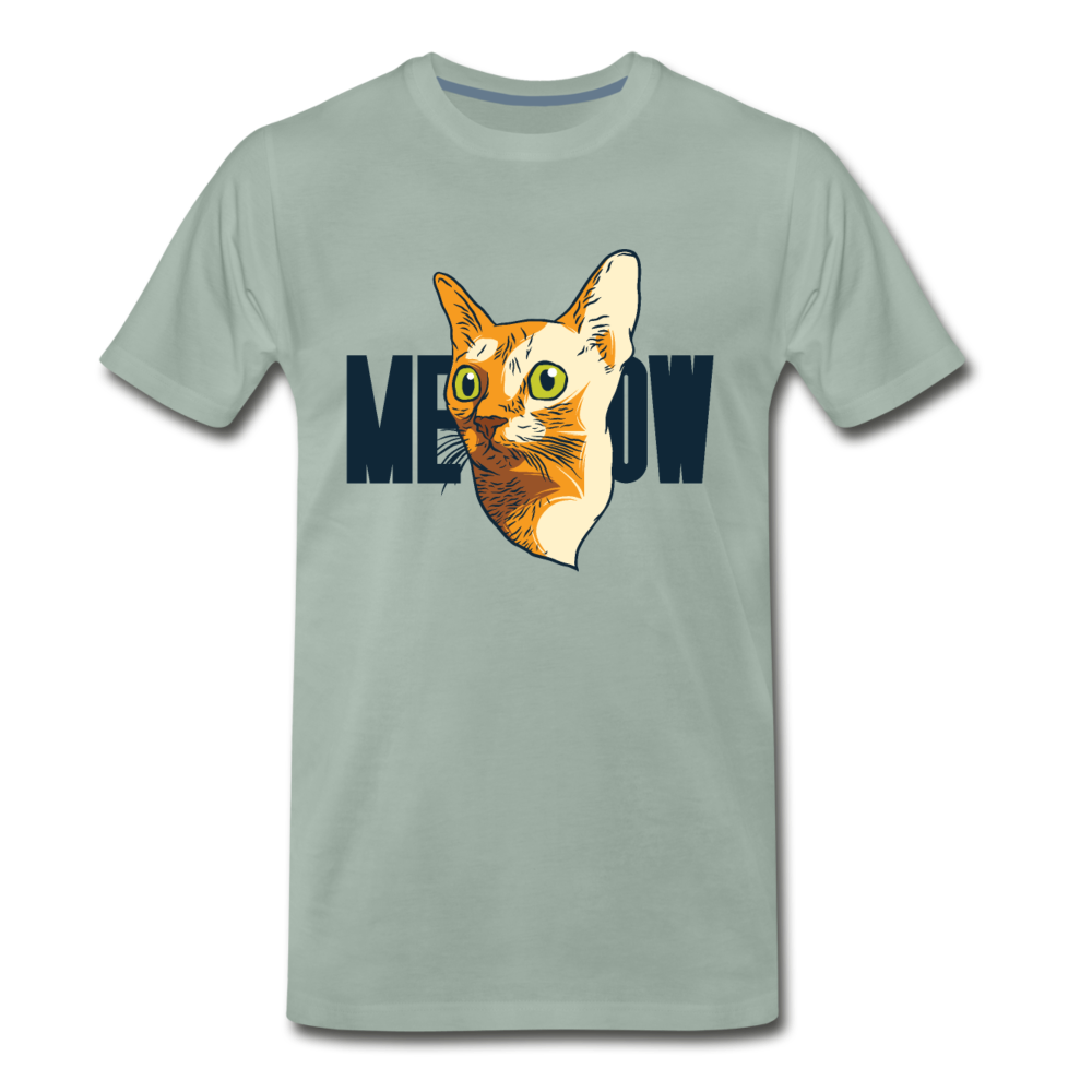 Cat Face - Meow - Men's Premium T-Shirt - steel green