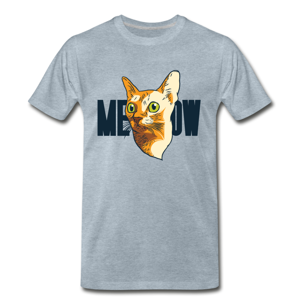 Cat Face - Meow - Men's Premium T-Shirt - heather ice blue