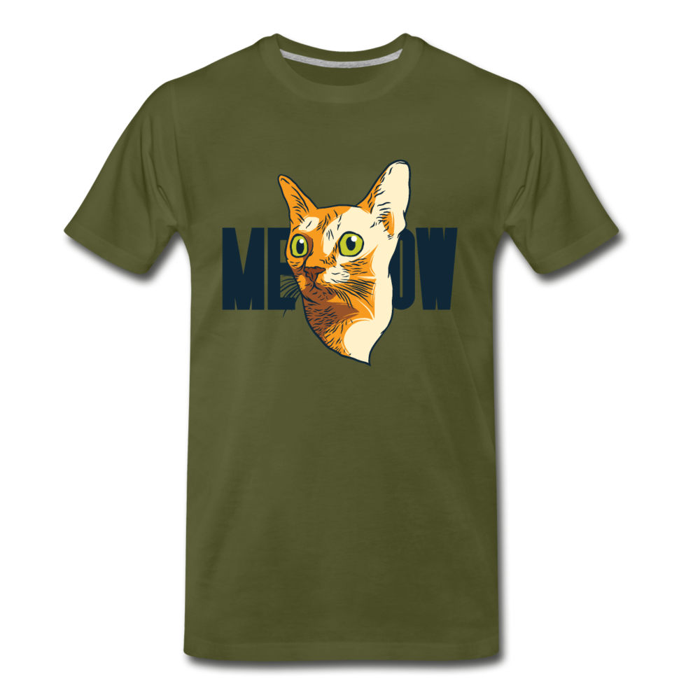 Cat Face - Meow - Men's Premium T-Shirt - olive green