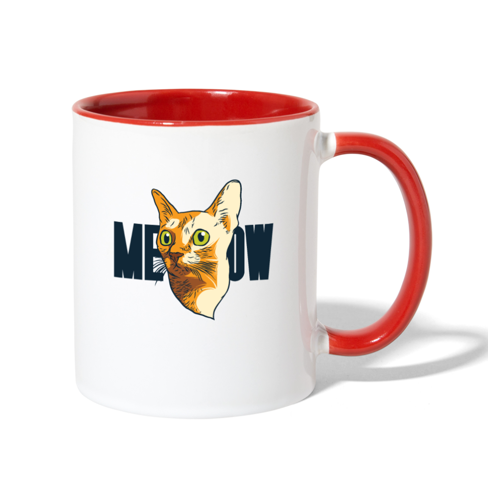 Cat Face - Meow - Contrast Coffee Mug - white/red