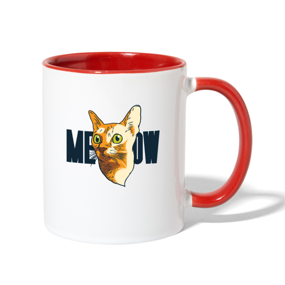 Cat Face - Meow - Contrast Coffee Mug - white/red