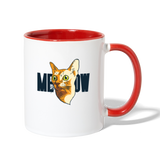 Cat Face - Meow - Contrast Coffee Mug - white/red
