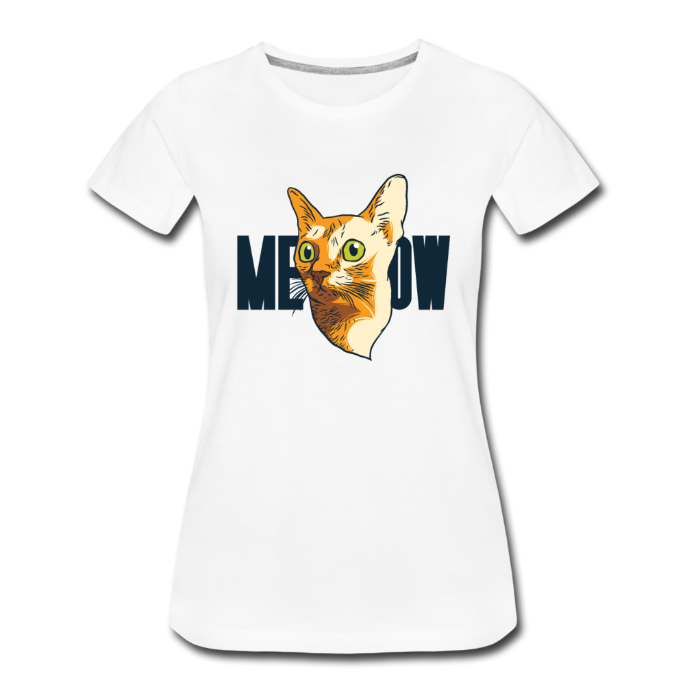 Cat Face - Meow - Women’s Premium T-Shirt - white