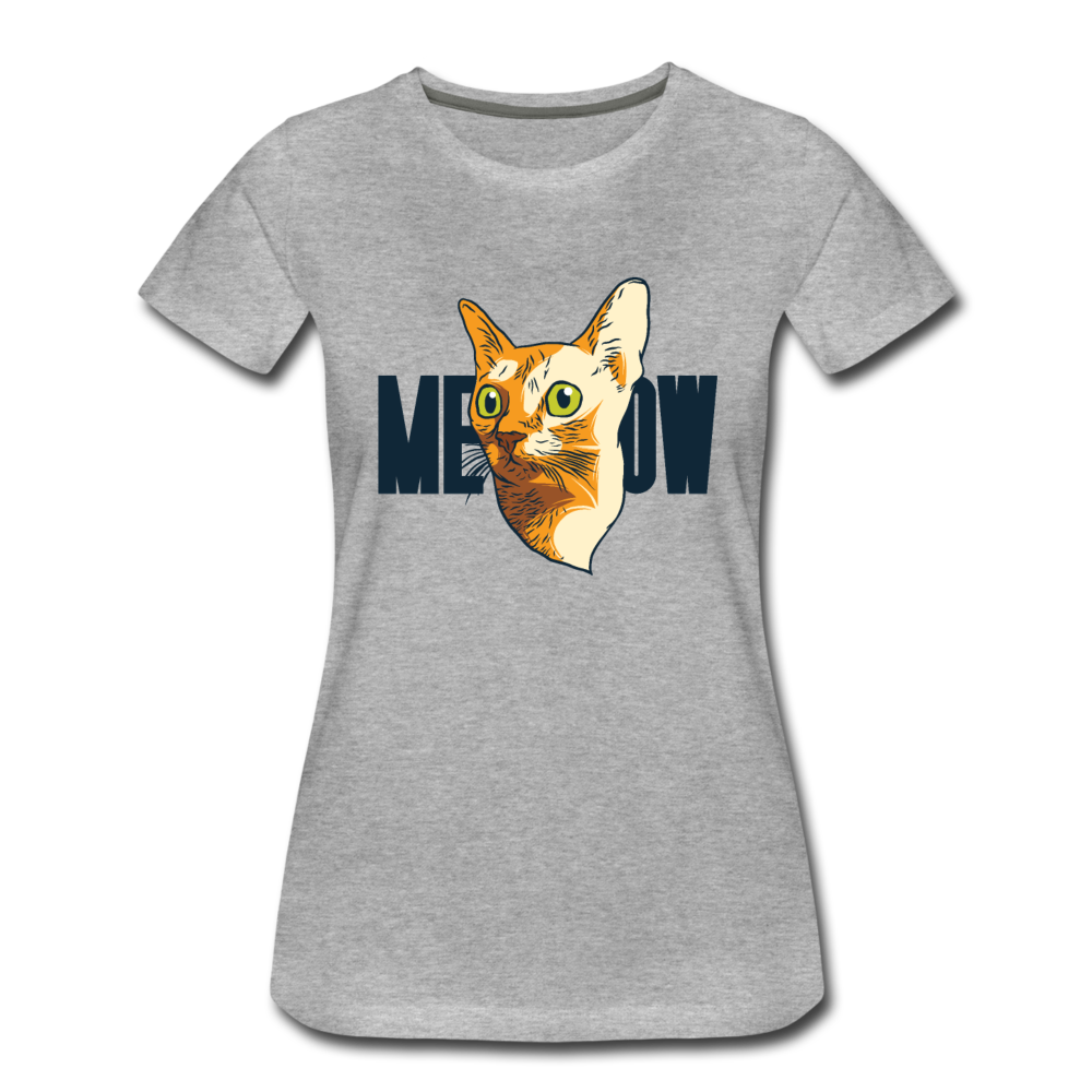 Cat Face - Meow - Women’s Premium T-Shirt - heather gray