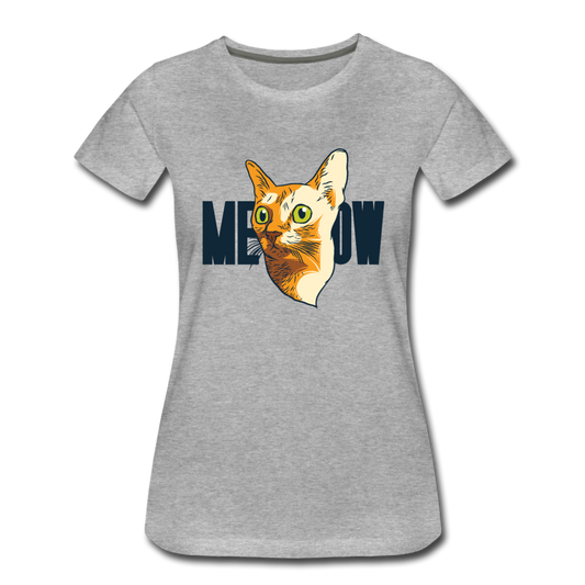 Cat Face - Meow - Women’s Premium T-Shirt - heather gray