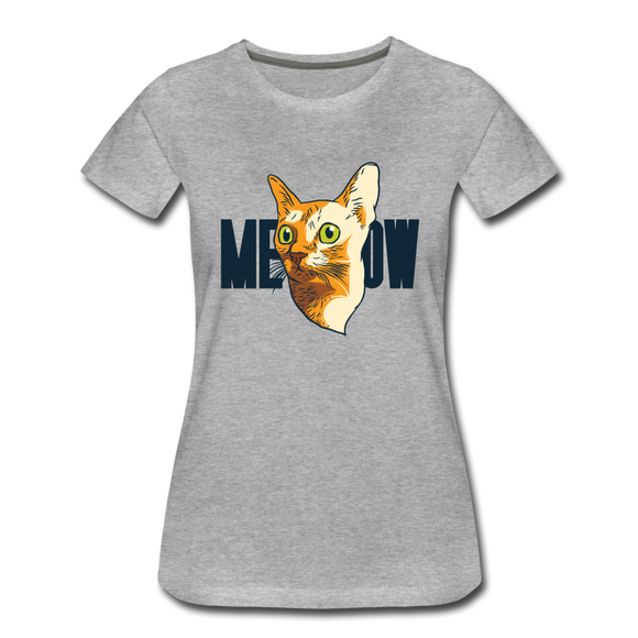 Cat Face - Meow - Women’s Premium T-Shirt - heather gray