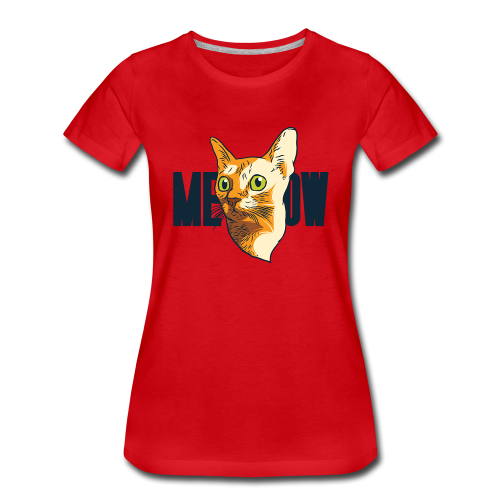 Cat Face - Meow - Women’s Premium T-Shirt - red