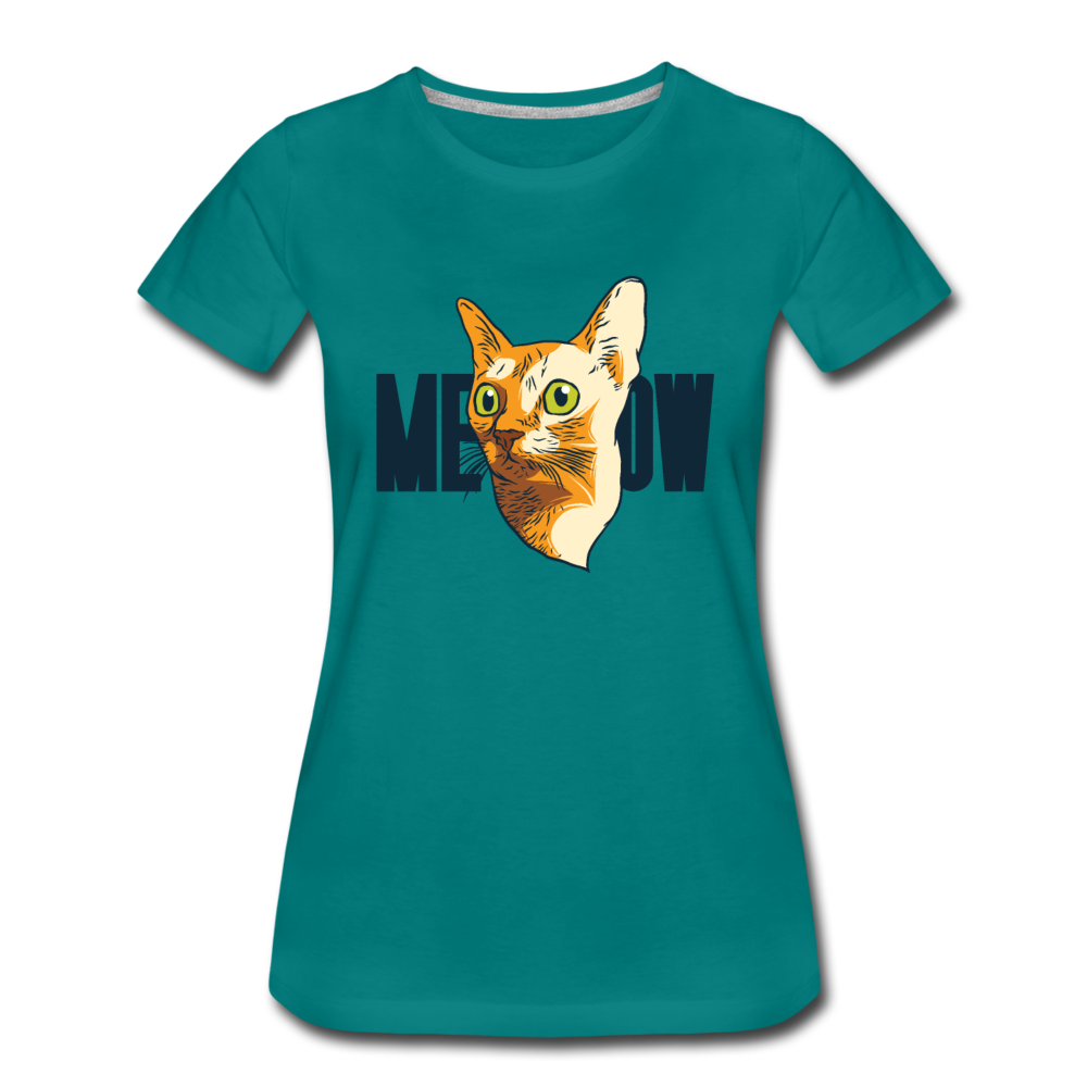 Cat Face - Meow - Women’s Premium T-Shirt - teal