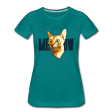 Cat Face - Meow - Women’s Premium T-Shirt - teal
