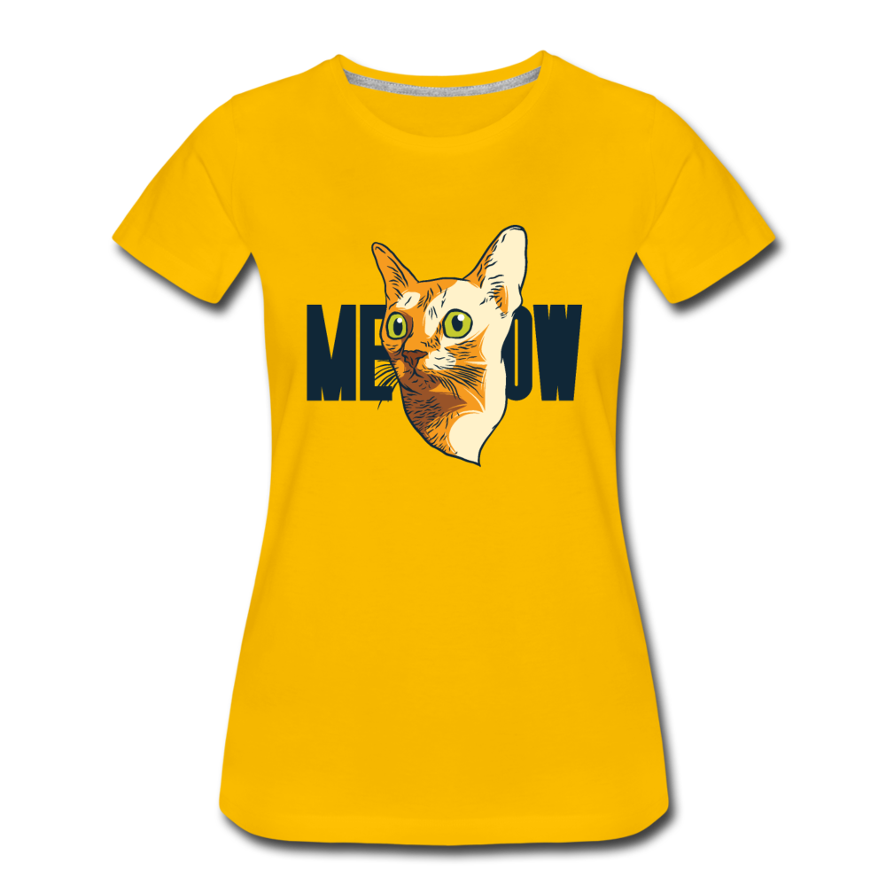 Cat Face - Meow - Women’s Premium T-Shirt - sun yellow