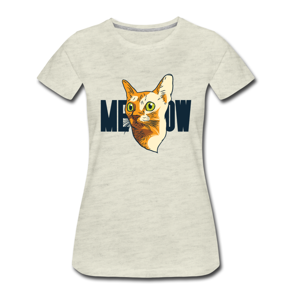 Cat Face - Meow - Women’s Premium T-Shirt - heather oatmeal