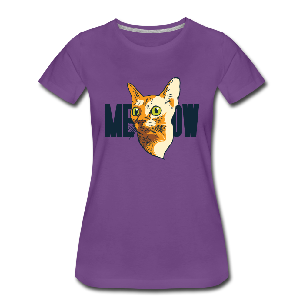 Cat Face - Meow - Women’s Premium T-Shirt - purple